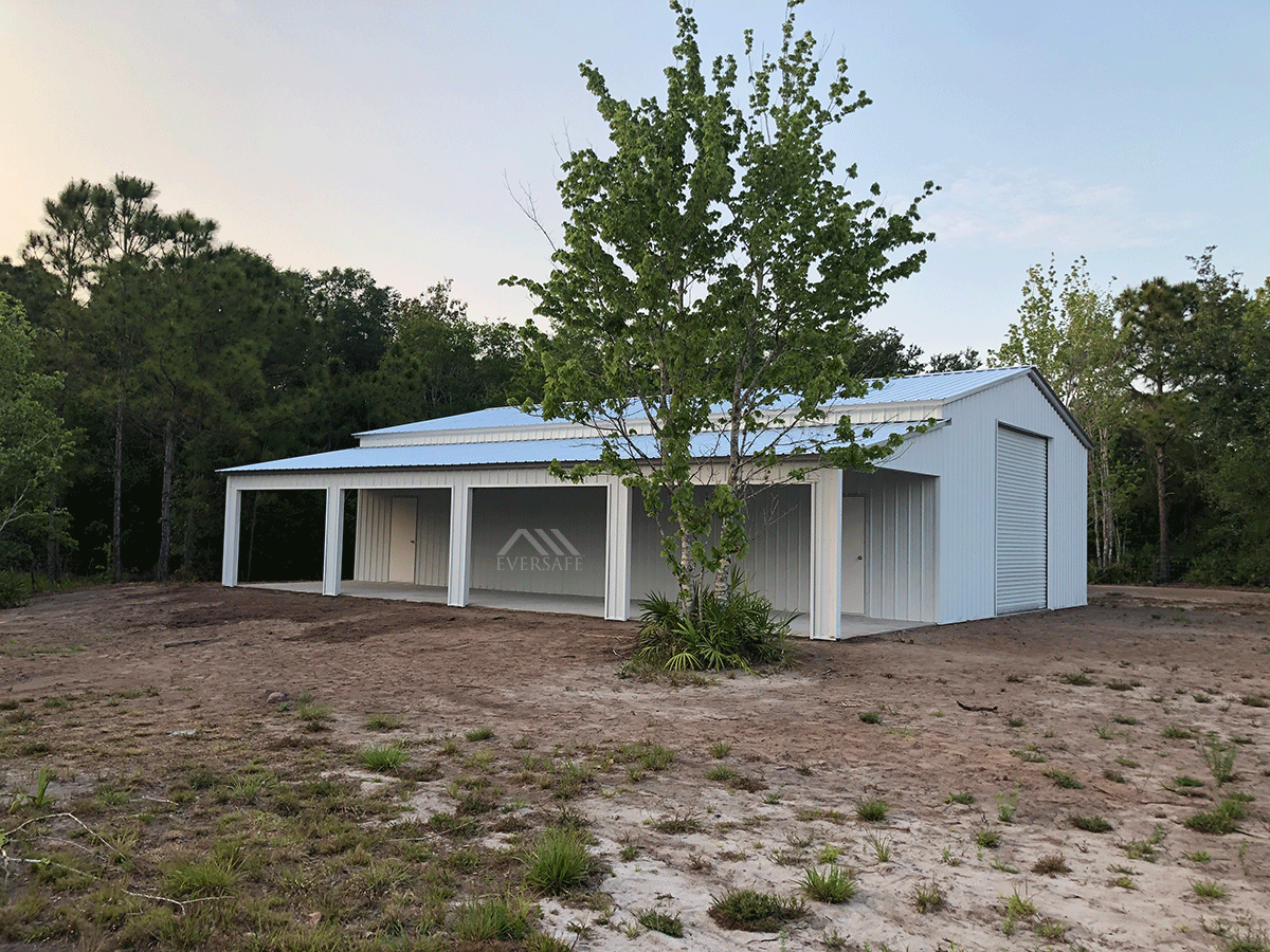30x50 Steel Garage with Leanto Prefab Garage Kit Shop Florida Prices