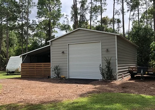 20×35 Steel Garage w/ Lean-to