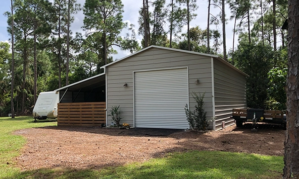 20×35 Steel Garage w/ Lean-to
