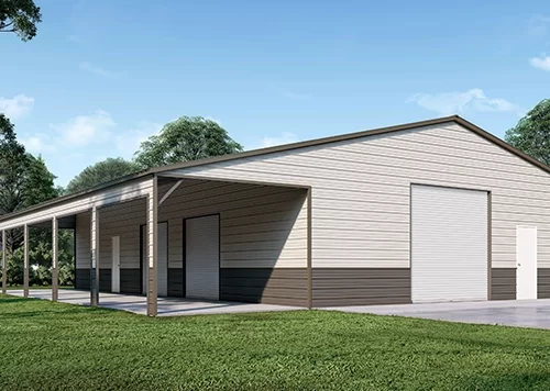 30×60 Metal Garage with Lean-to