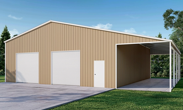40×50 Steel Garage with Lean-to
