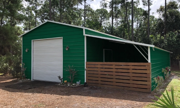 20x35 Steel Garage with Lean-to