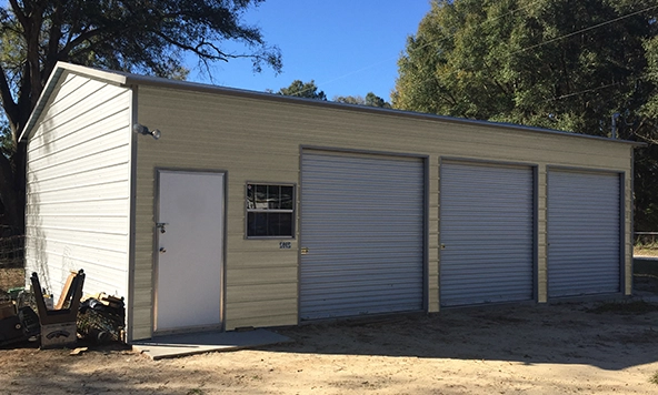 24x35 Three Car Steel Garage