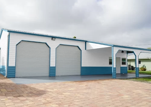 30×50 Steel Building with Lean-to Porch