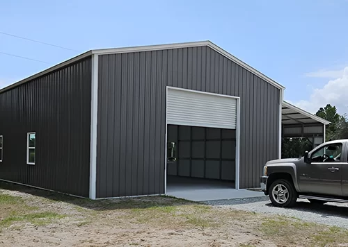 30x50 Detached Metal Garage w/ lean-to
