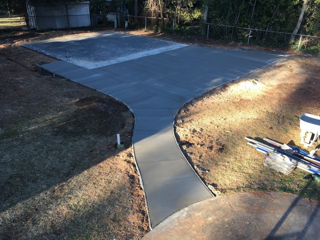 concrete apron garage steel building