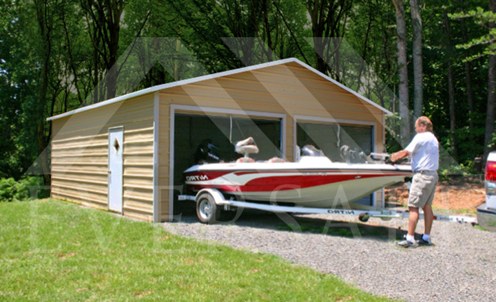 24x30 Tan two Car Garage