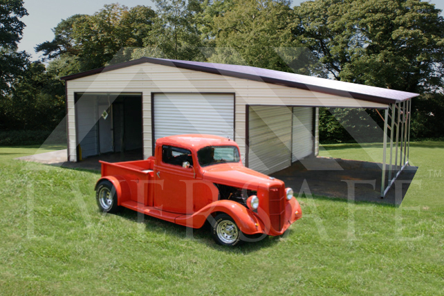 20x25 two Car Garage with lean-to