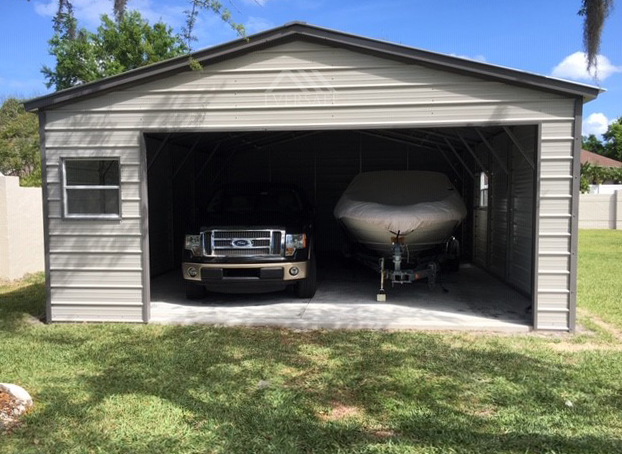 22x41 Vertical Roof Metal Garage Alan S Factory Outlet Metal Garages Metal Carports Flat Roof Shed
