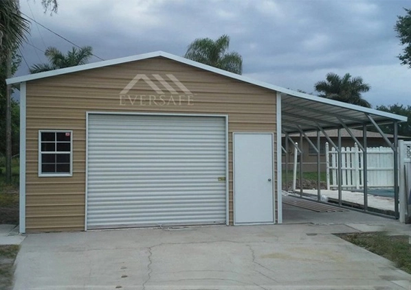 24×30 Steel Garage w Lean-To