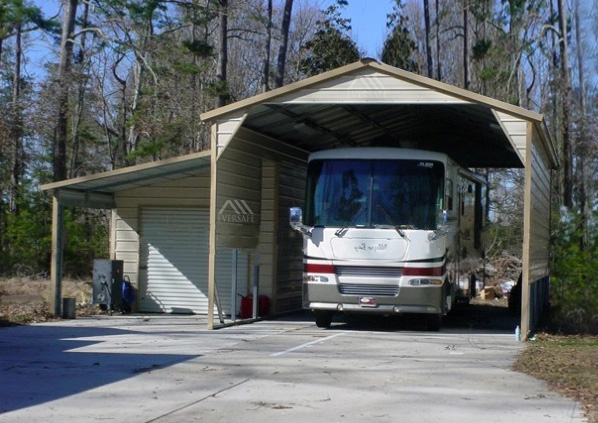 Metal RV Shelter with Vertical Roof