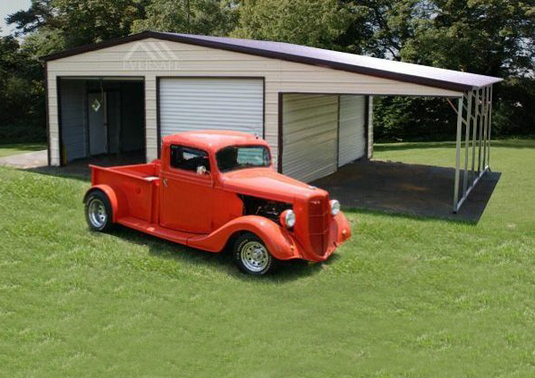 20×25 Steel Garage w/ Lean-To