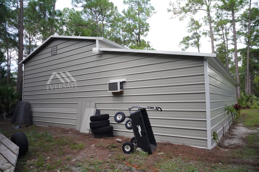 Metal Garage with Lean-to in Florida Rear Wall