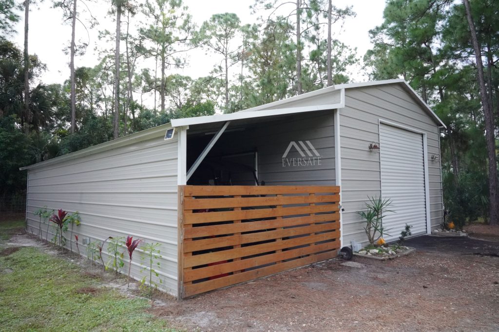 Metal Garage with Lean-to in Florida Sidewall