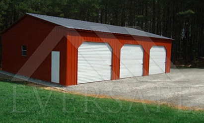 Red Steel Garage Buildings