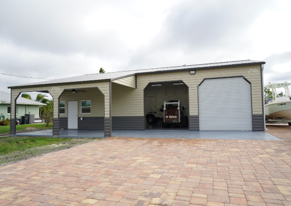 30×50 Metal Building w/ Lean-to Porch