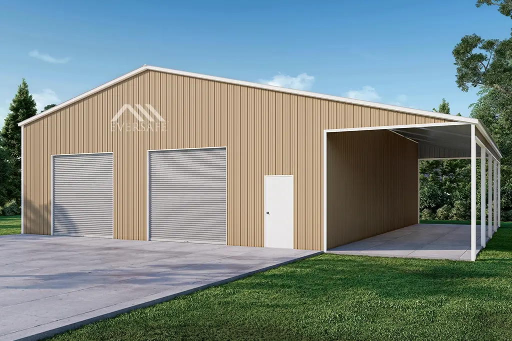 40×50 Steel Garage with Lean-to